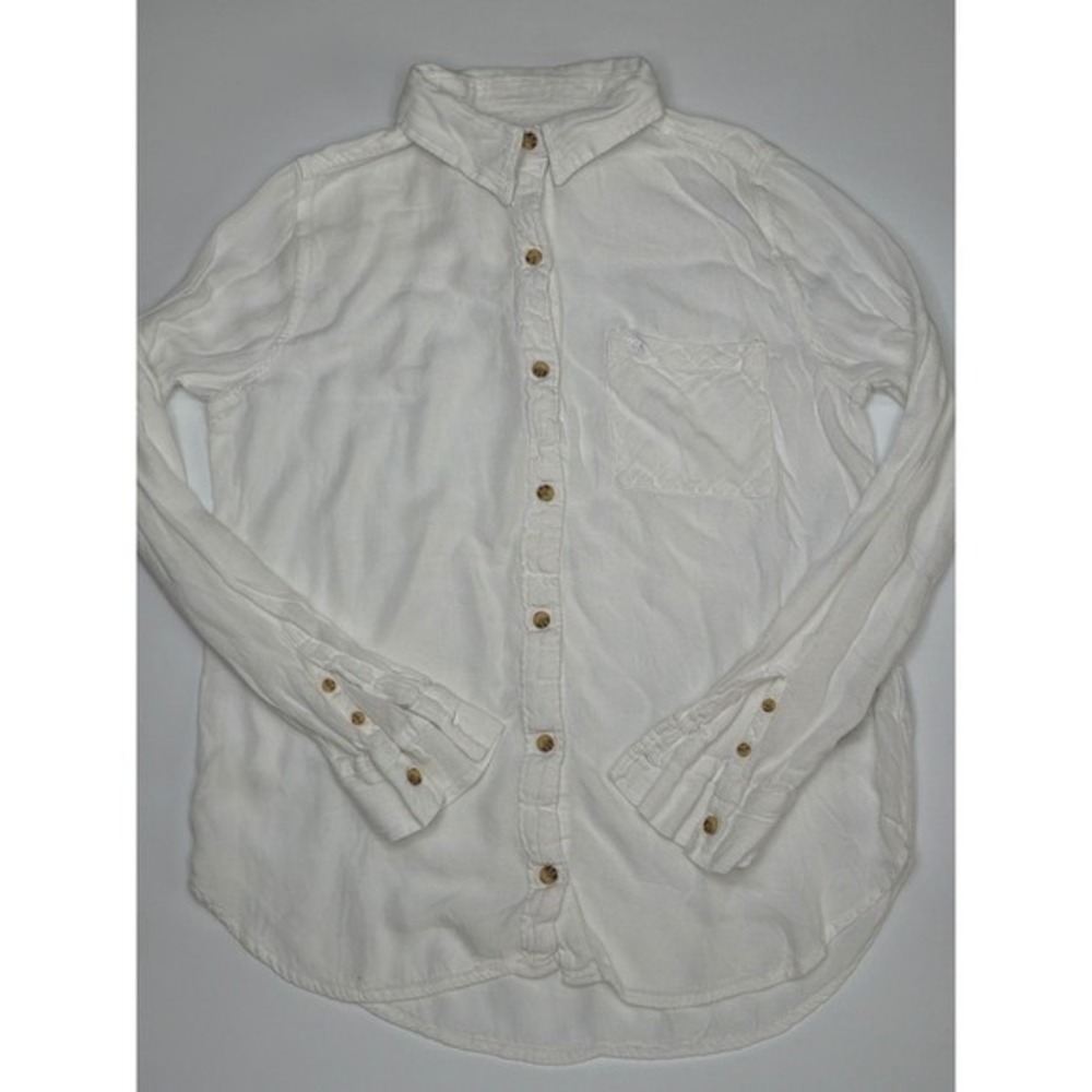 Abercrombie Fitch Womens White Viscose Button Down Shirt Long Sleeve Size Medium